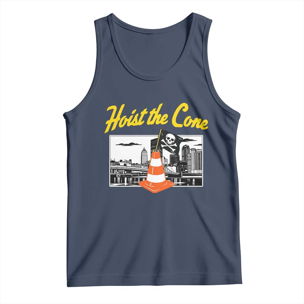 Pittsburgh Skyline Victory Hoist The Cone Meme Tank Top Funny Sports Fan Celebration