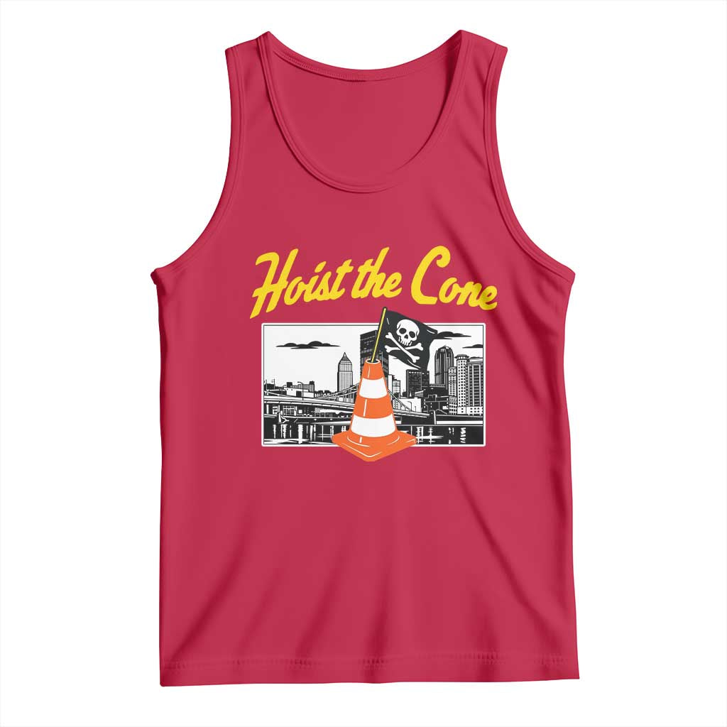 Pittsburgh Skyline Victory Hoist The Cone Meme Tank Top Funny Sports Fan Celebration