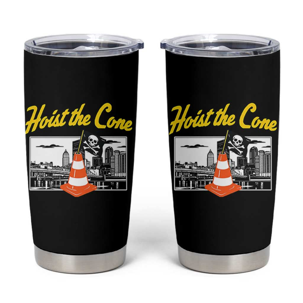 Pittsburgh Skyline Victory Hoist The Cone Meme Tumbler Cup Funny Sports Fan Celebration