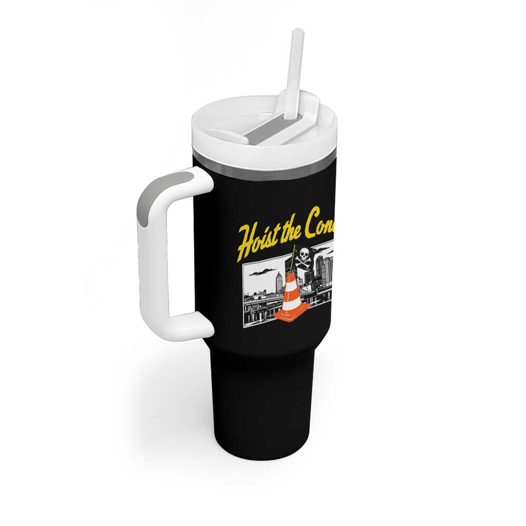 Pittsburgh Skyline Victory Hoist The Cone Meme Tumbler With Handle Funny Sports Fan Celebration