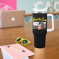 Pittsburgh Skyline Victory Hoist The Cone Meme Tumbler With Handle Funny Sports Fan Celebration