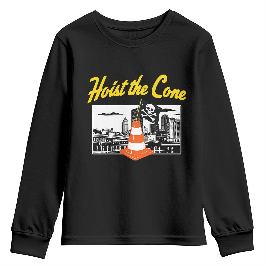 Pittsburgh Skyline Victory Hoist The Cone Meme Youth Sweatshirt Funny Sports Fan Celebration