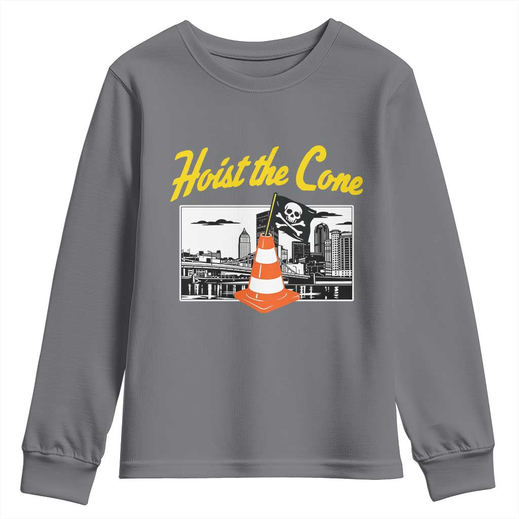 Pittsburgh Skyline Victory Hoist The Cone Meme Youth Sweatshirt Funny Sports Fan Celebration