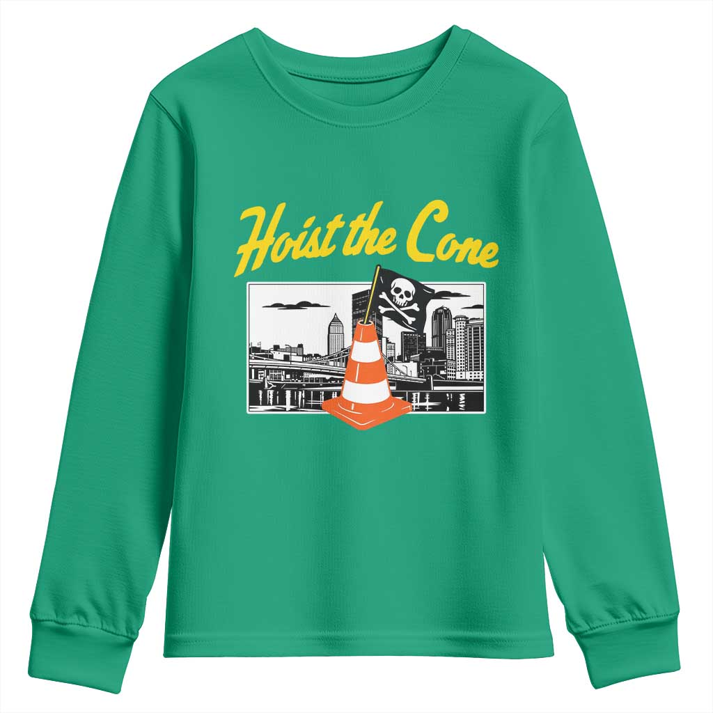 Pittsburgh Skyline Victory Hoist The Cone Meme Youth Sweatshirt Funny Sports Fan Celebration