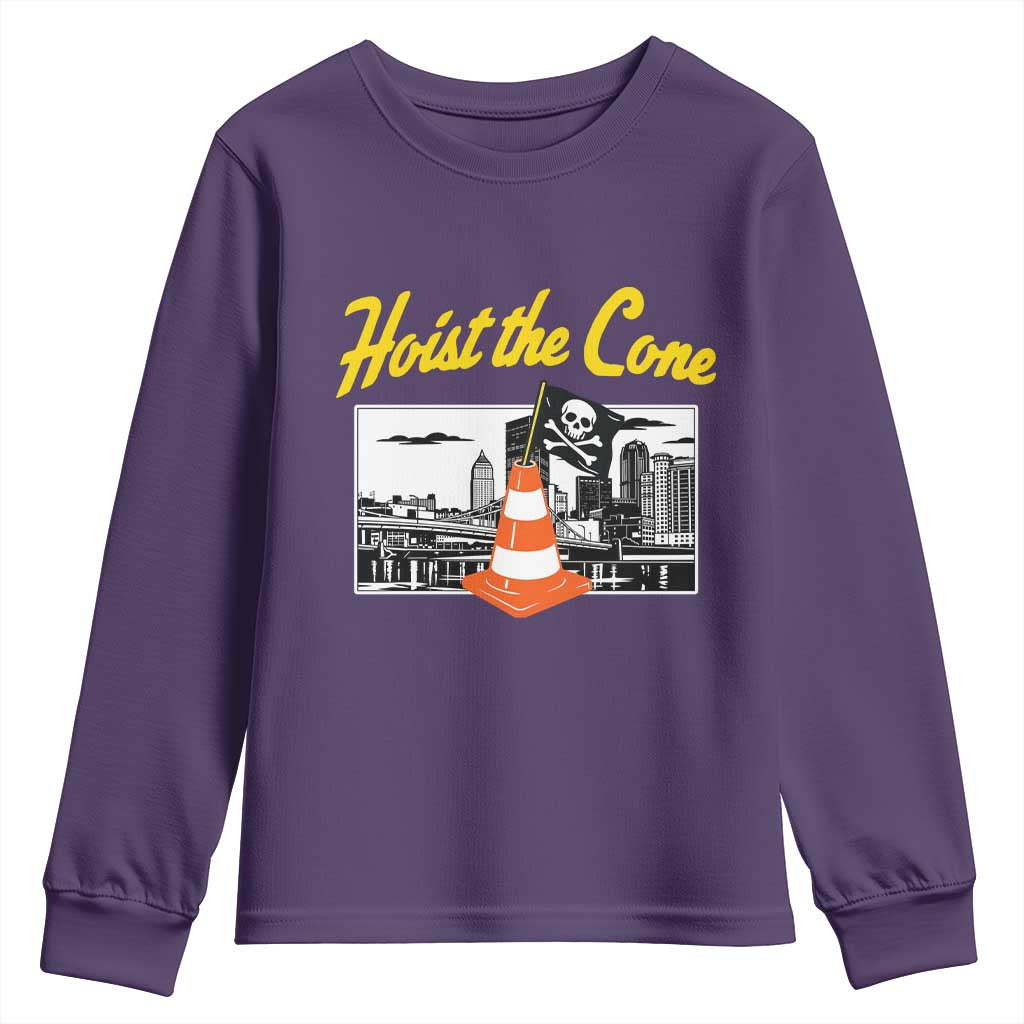 Pittsburgh Skyline Victory Hoist The Cone Meme Youth Sweatshirt Funny Sports Fan Celebration