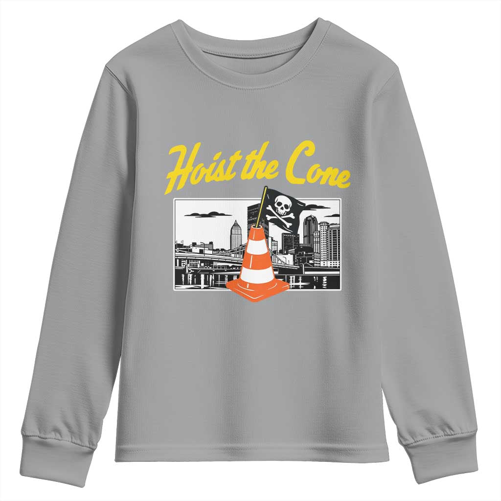 Pittsburgh Skyline Victory Hoist The Cone Meme Youth Sweatshirt Funny Sports Fan Celebration