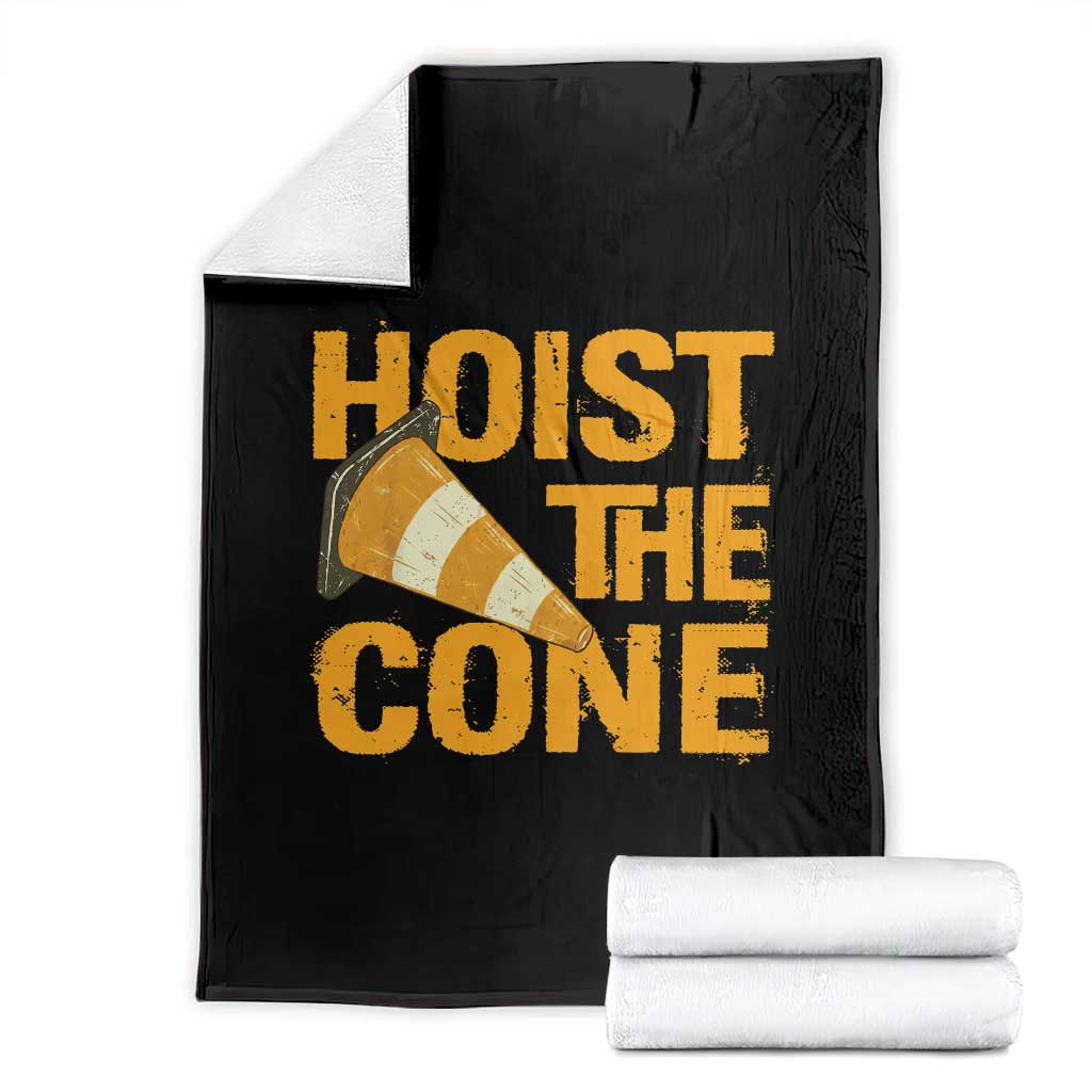 Vintage Hoist The Cone Distressed Graphic Throw Blanket Funny Sports Meme Baseball Fan Victory Celebration