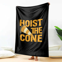 Vintage Hoist The Cone Distressed Graphic Throw Blanket Funny Sports Meme Baseball Fan Victory Celebration