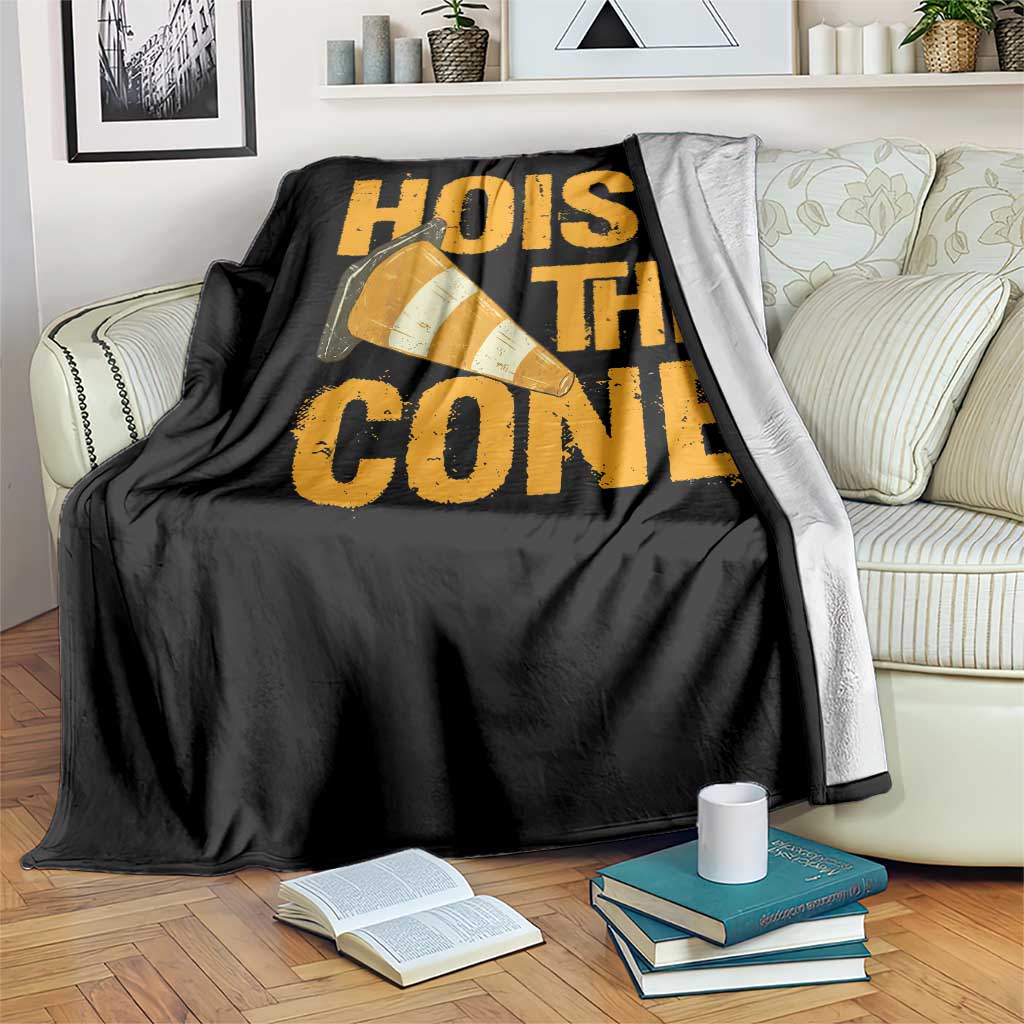 Vintage Hoist The Cone Distressed Graphic Throw Blanket Funny Sports Meme Baseball Fan Victory Celebration