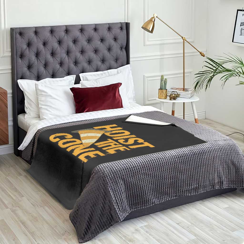 Vintage Hoist The Cone Distressed Graphic Throw Blanket Funny Sports Meme Baseball Fan Victory Celebration