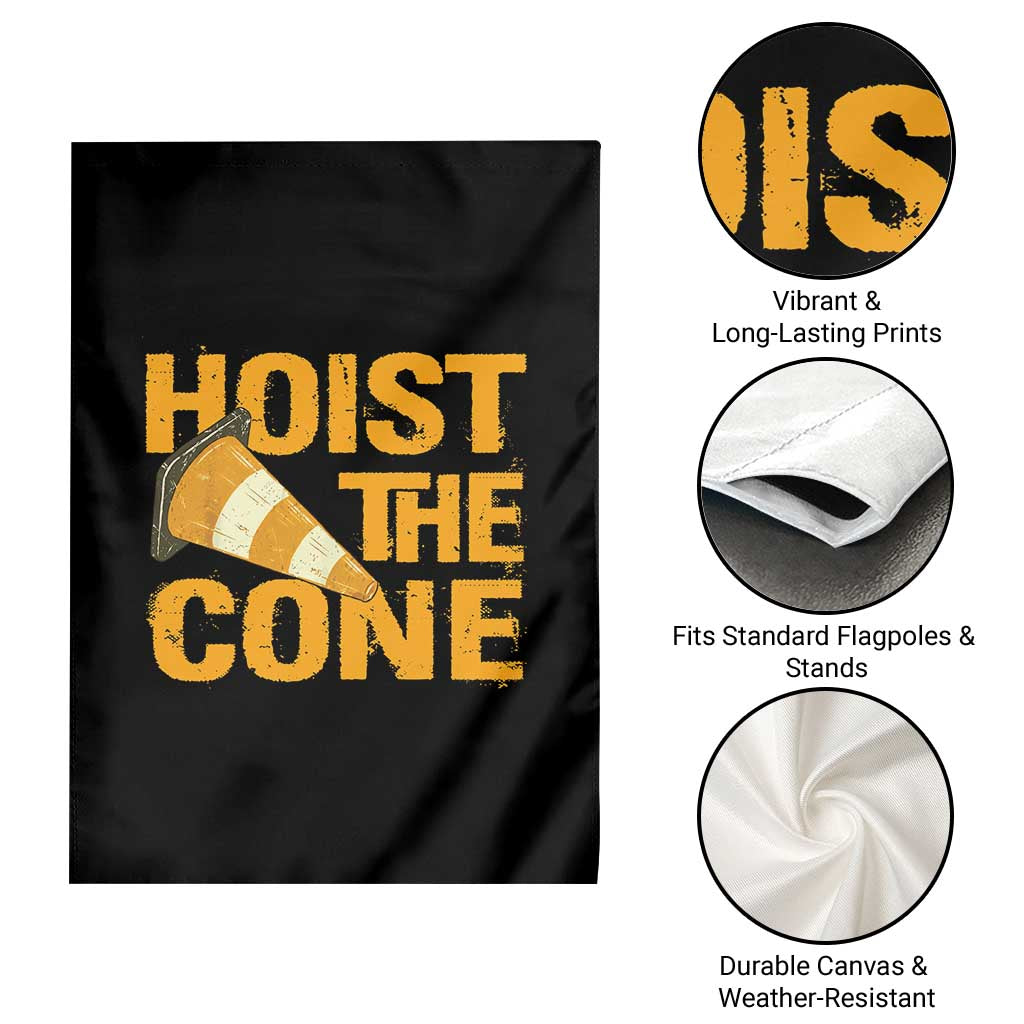 Vintage Hoist The Cone Distressed Graphic Garden Flag Funny Sports Meme Baseball Fan Victory Celebration