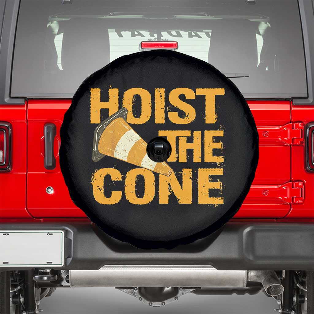 Vintage Hoist The Cone Distressed Graphic Spare Tire Cover Funny Sports Meme Baseball Fan Victory Celebration