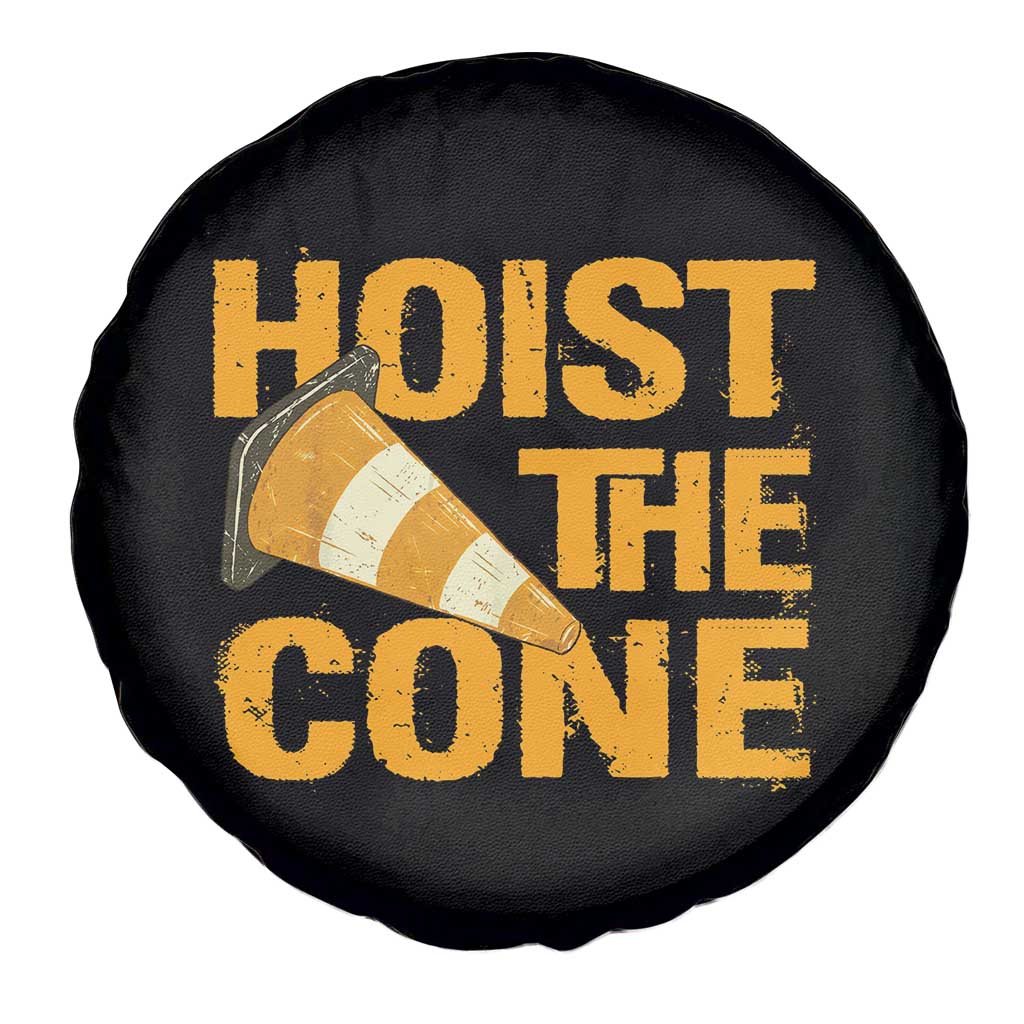 Vintage Hoist The Cone Distressed Graphic Spare Tire Cover Funny Sports Meme Baseball Fan Victory Celebration