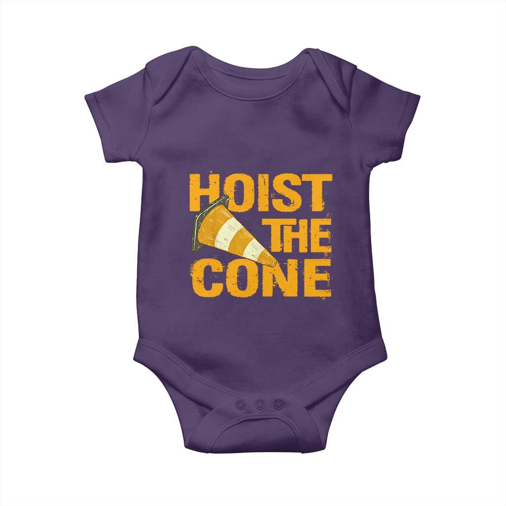 Vintage Hoist The Cone Distressed Graphic Baby Onesie Funny Sports Meme Baseball Fan Victory Celebration