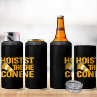 Vintage Hoist The Cone Distressed Graphic 4 in 1 Can Cooler Tumbler Funny Sports Meme Baseball Fan Victory Celebration