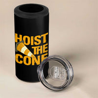 Vintage Hoist The Cone Distressed Graphic 4 in 1 Can Cooler Tumbler Funny Sports Meme Baseball Fan Victory Celebration