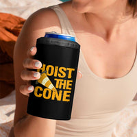 Vintage Hoist The Cone Distressed Graphic 4 in 1 Can Cooler Tumbler Funny Sports Meme Baseball Fan Victory Celebration