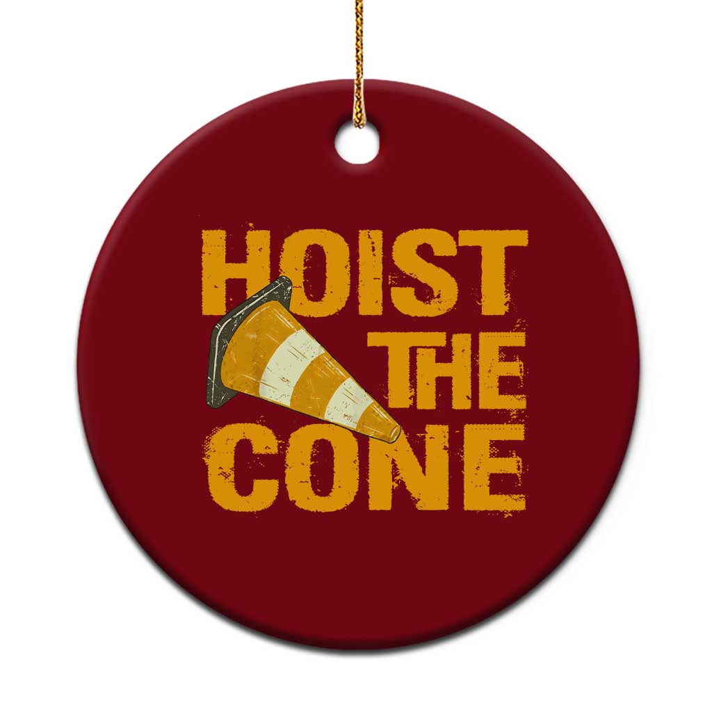 Vintage Hoist The Cone Distressed Graphic Ceramic Ornament Funny Sports Meme Baseball Fan Victory Celebration