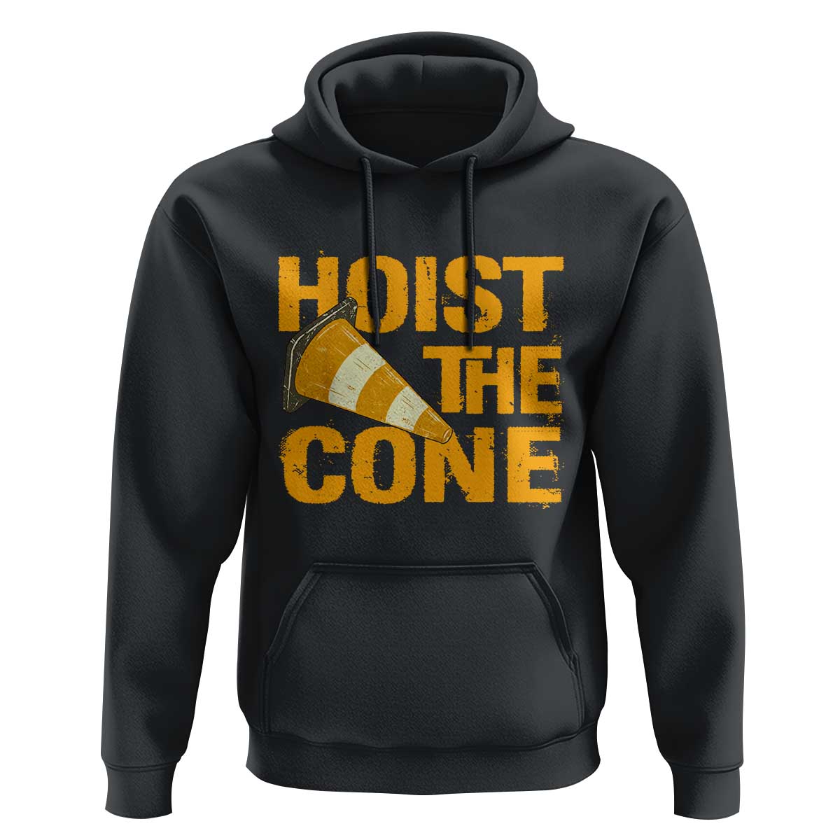Vintage Hoist The Cone Distressed Graphic Hoodie Funny Sports Meme Baseball Fan Victory Celebration