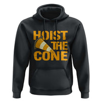 Vintage Hoist The Cone Distressed Graphic Hoodie Funny Sports Meme Baseball Fan Victory Celebration