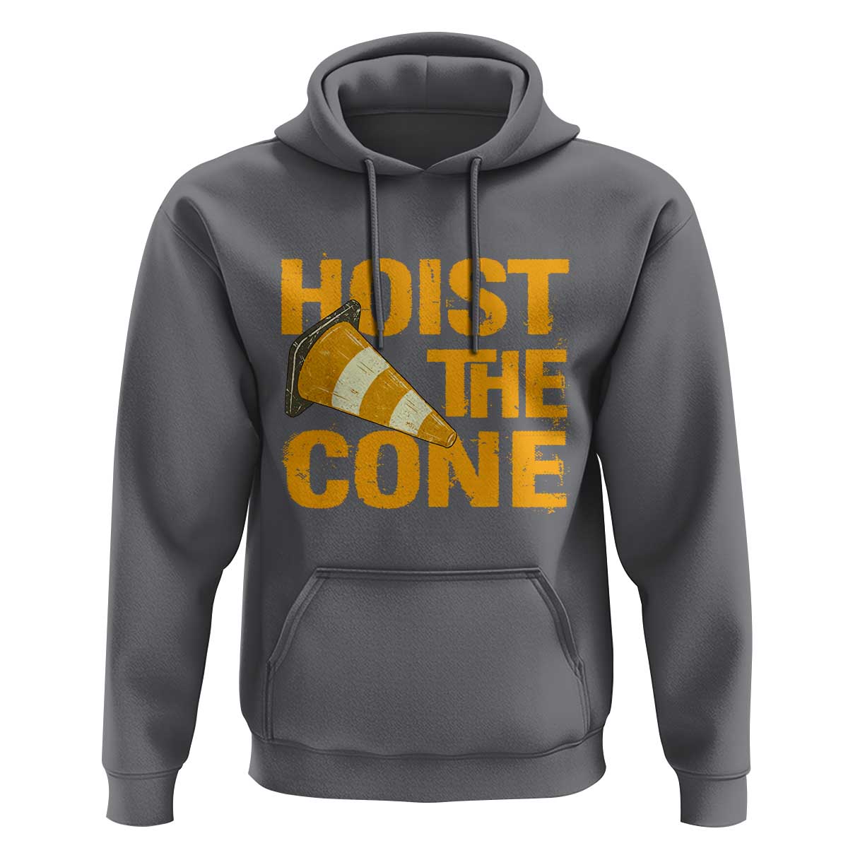 Vintage Hoist The Cone Distressed Graphic Hoodie Funny Sports Meme Baseball Fan Victory Celebration