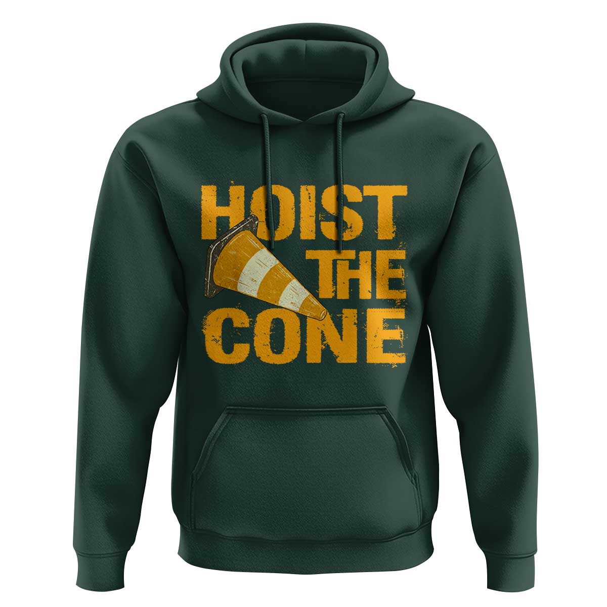 Vintage Hoist The Cone Distressed Graphic Hoodie Funny Sports Meme Baseball Fan Victory Celebration