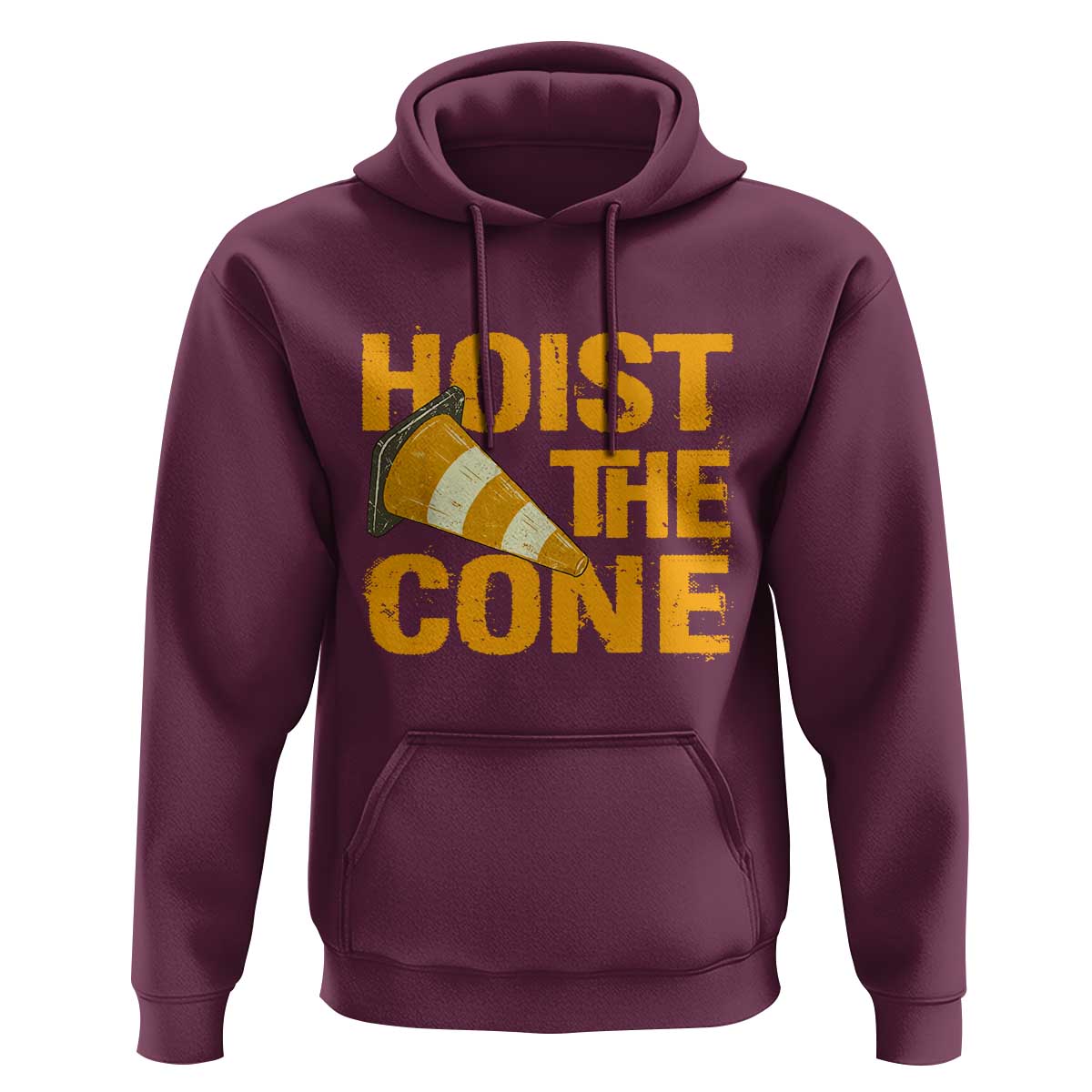 Vintage Hoist The Cone Distressed Graphic Hoodie Funny Sports Meme Baseball Fan Victory Celebration