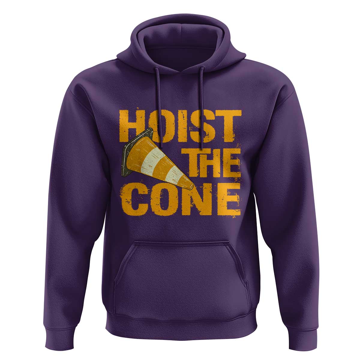 Vintage Hoist The Cone Distressed Graphic Hoodie Funny Sports Meme Baseball Fan Victory Celebration