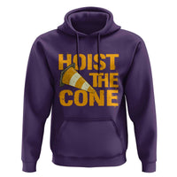 Vintage Hoist The Cone Distressed Graphic Hoodie Funny Sports Meme Baseball Fan Victory Celebration