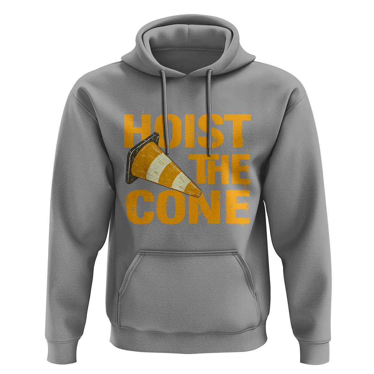 Vintage Hoist The Cone Distressed Graphic Hoodie Funny Sports Meme Baseball Fan Victory Celebration