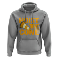 Vintage Hoist The Cone Distressed Graphic Hoodie Funny Sports Meme Baseball Fan Victory Celebration