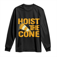 Vintage Hoist The Cone Distressed Graphic Long Sleeve Shirt Funny Sports Meme Baseball Fan Victory Celebration