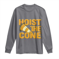 Vintage Hoist The Cone Distressed Graphic Long Sleeve Shirt Funny Sports Meme Baseball Fan Victory Celebration