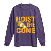 Vintage Hoist The Cone Distressed Graphic Long Sleeve Shirt Funny Sports Meme Baseball Fan Victory Celebration