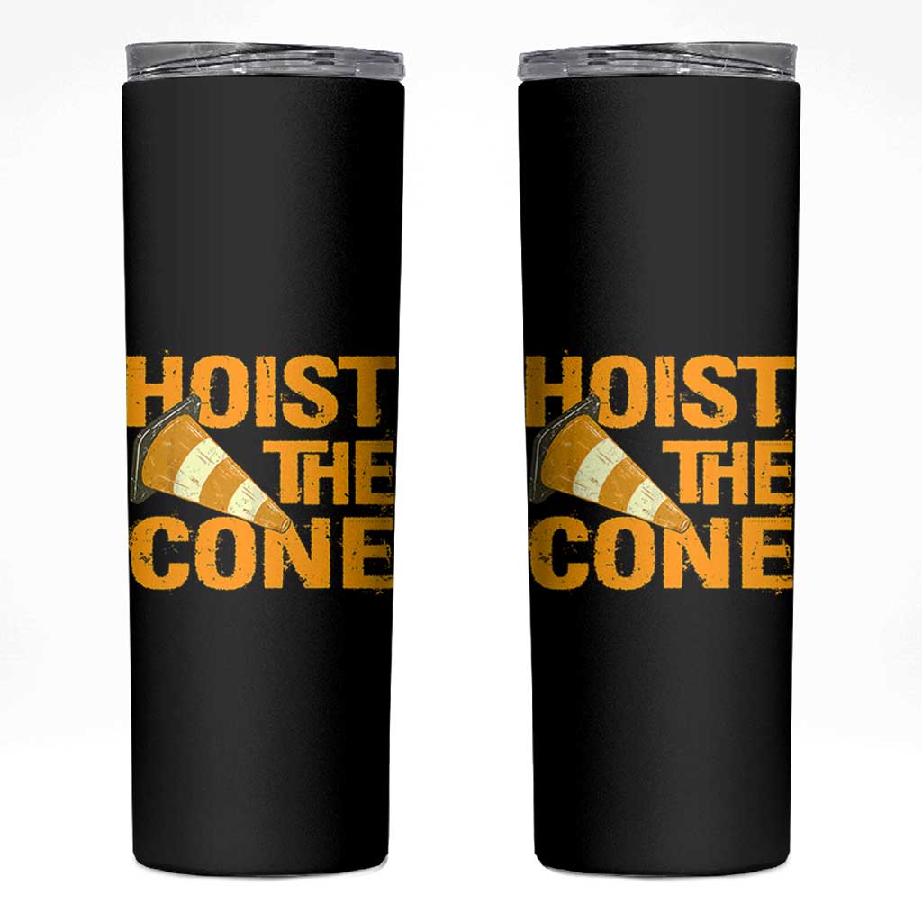 Vintage Hoist The Cone Distressed Graphic Skinny Tumbler Funny Sports Meme Baseball Fan Victory Celebration