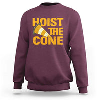Vintage Hoist The Cone Distressed Graphic Sweatshirt Funny Sports Meme Baseball Fan Victory Celebration
