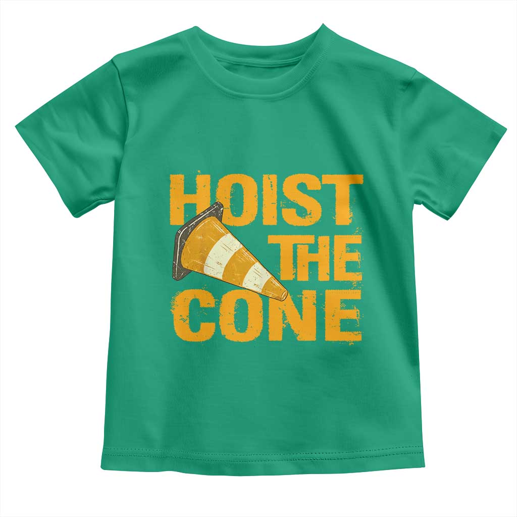 Vintage Hoist The Cone Distressed Graphic Toddler T Shirt Funny Sports Meme Baseball Fan Victory Celebration