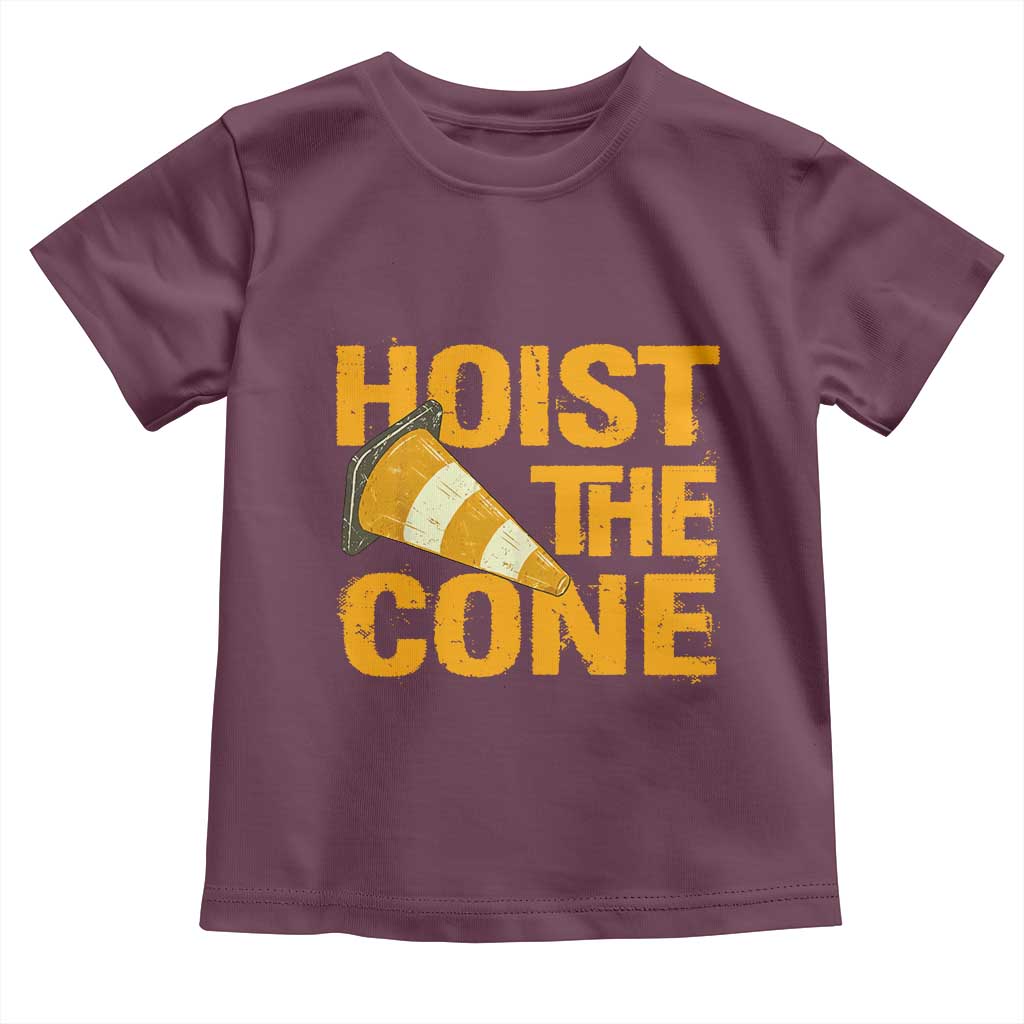 Vintage Hoist The Cone Distressed Graphic Toddler T Shirt Funny Sports Meme Baseball Fan Victory Celebration