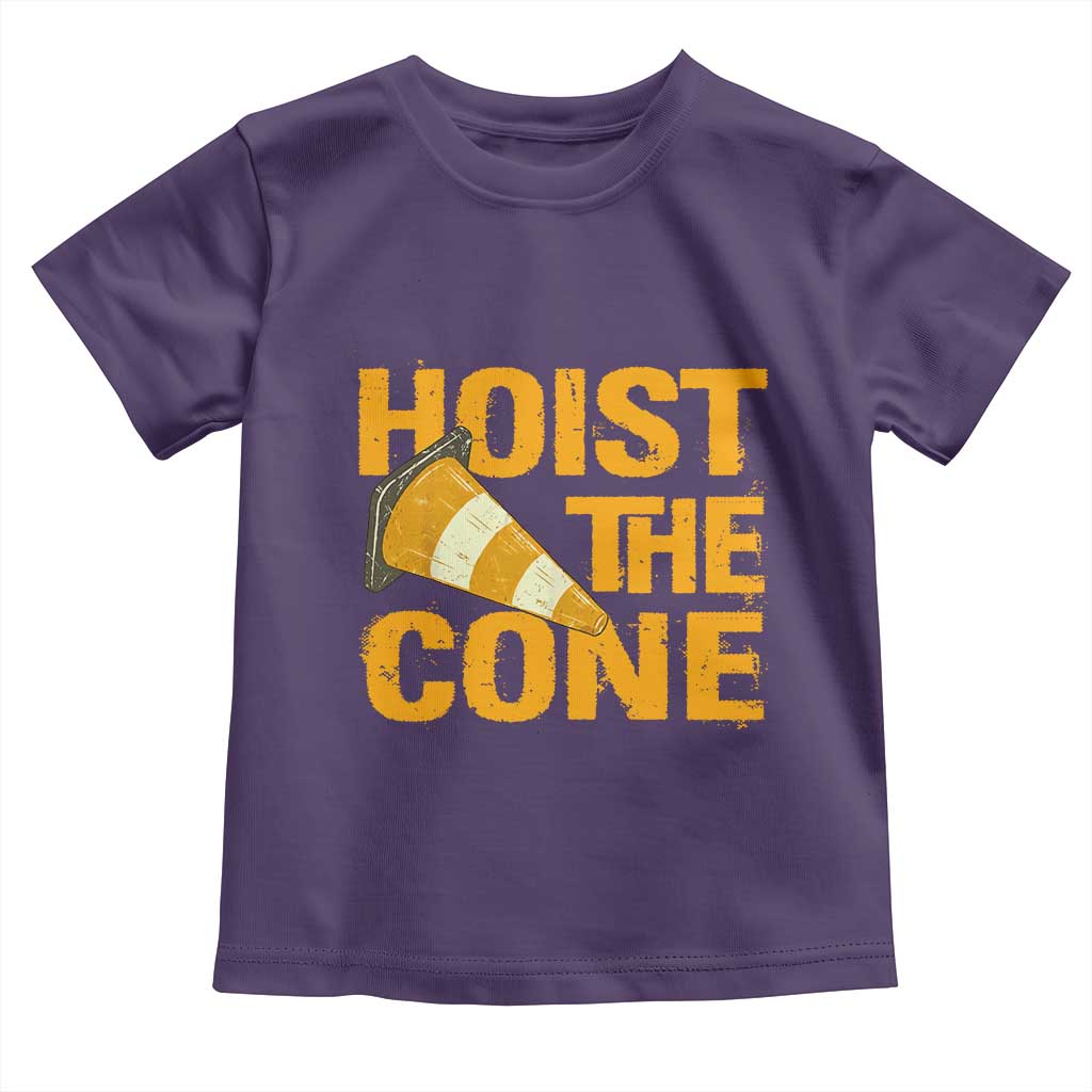 Vintage Hoist The Cone Distressed Graphic Toddler T Shirt Funny Sports Meme Baseball Fan Victory Celebration