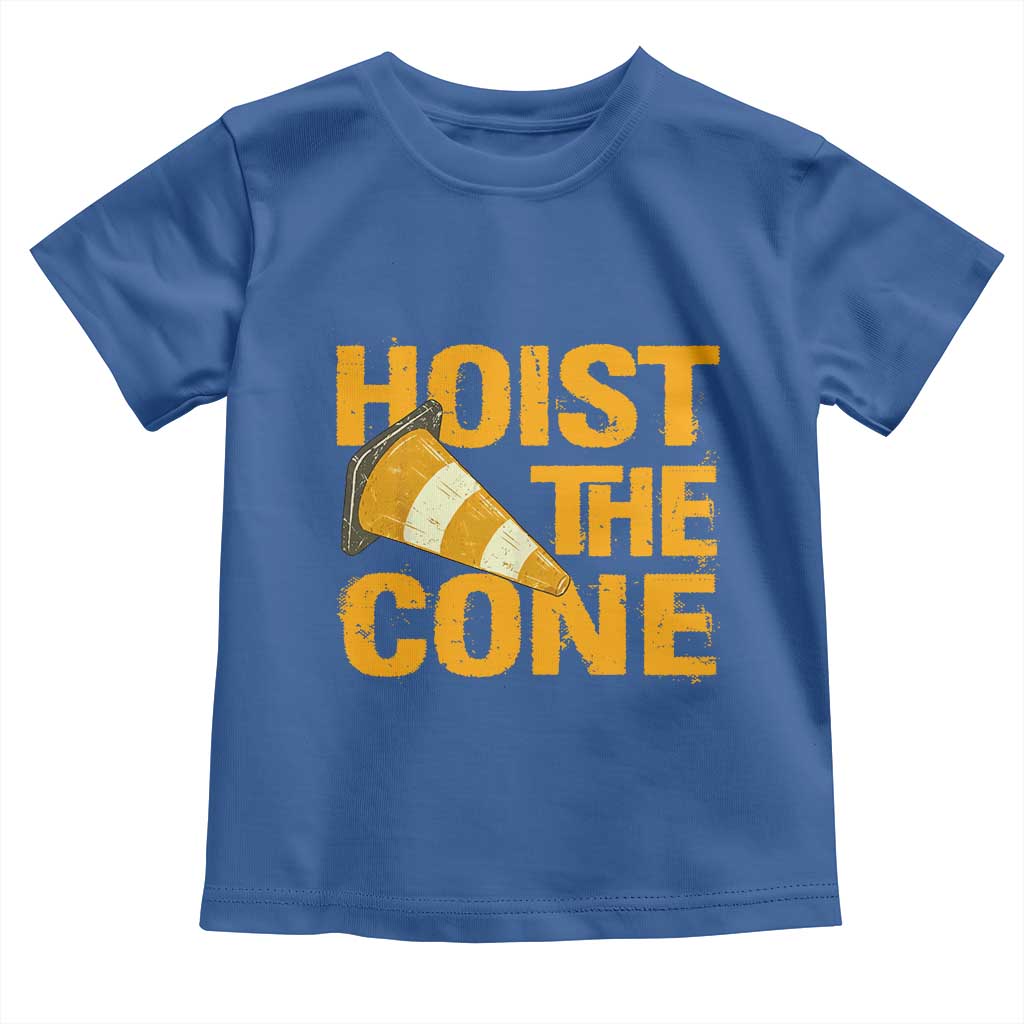 Vintage Hoist The Cone Distressed Graphic Toddler T Shirt Funny Sports Meme Baseball Fan Victory Celebration