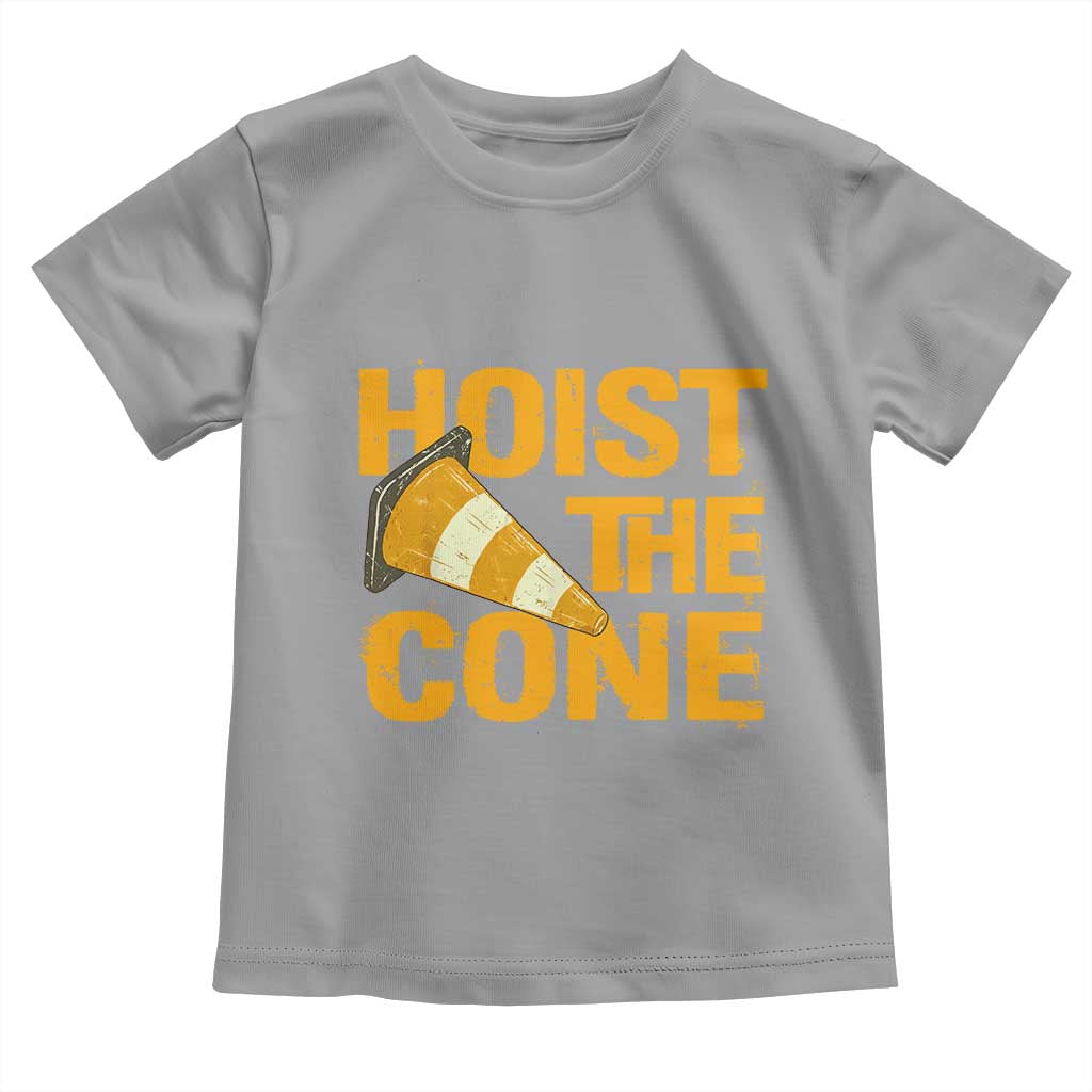 Vintage Hoist The Cone Distressed Graphic Toddler T Shirt Funny Sports Meme Baseball Fan Victory Celebration