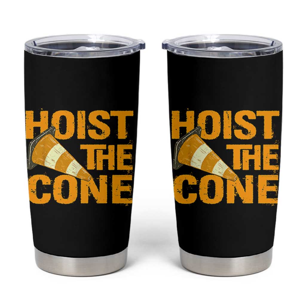 Vintage Hoist The Cone Distressed Graphic Tumbler Cup Funny Sports Meme Baseball Fan Victory Celebration