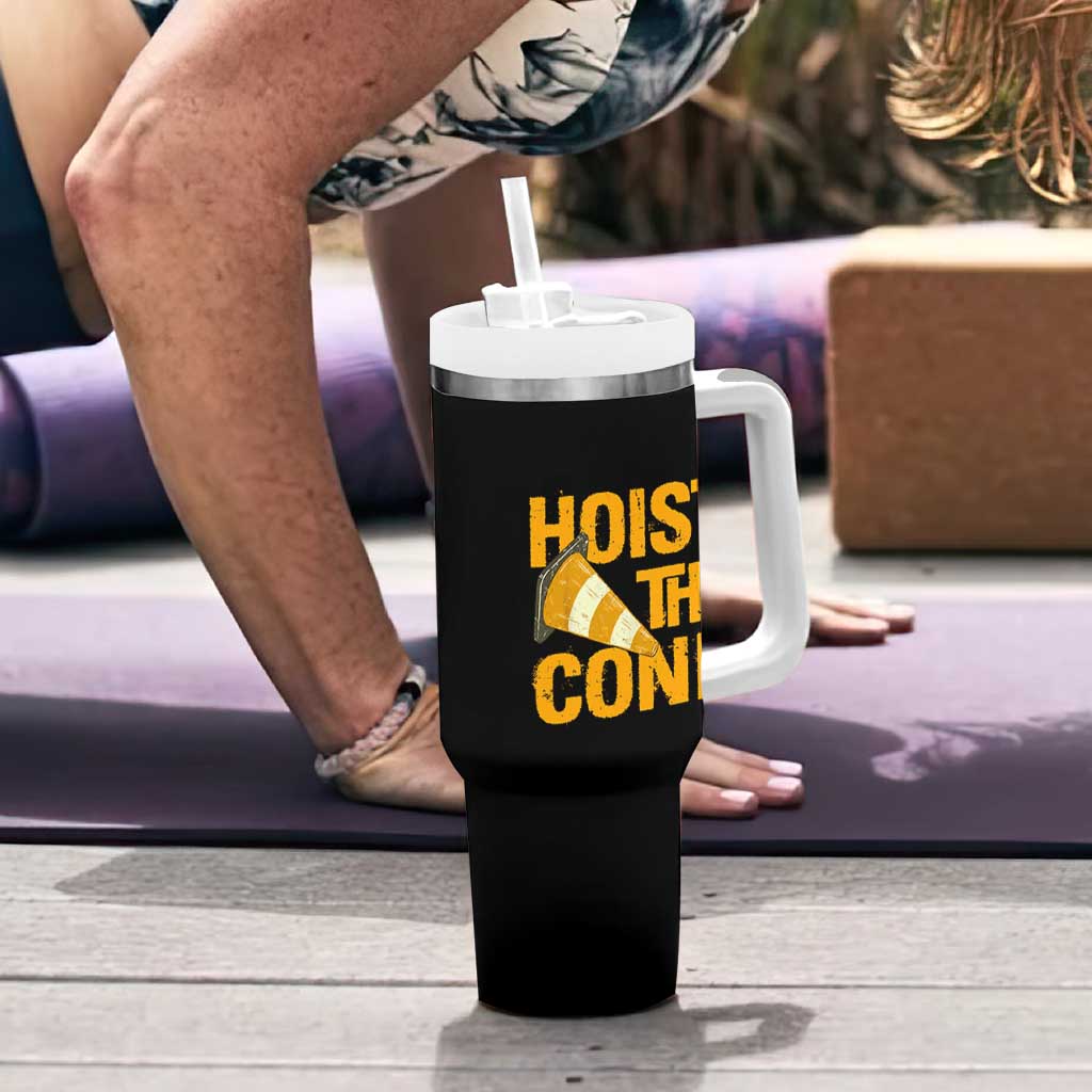 Vintage Hoist The Cone Distressed Graphic Tumbler With Handle Funny Sports Meme Baseball Fan Victory Celebration