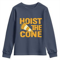 Vintage Hoist The Cone Distressed Graphic Youth Sweatshirt Funny Sports Meme Baseball Fan Victory Celebration