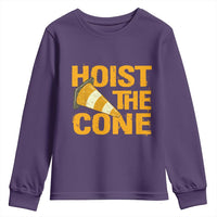 Vintage Hoist The Cone Distressed Graphic Youth Sweatshirt Funny Sports Meme Baseball Fan Victory Celebration
