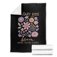 Military Kids Bloom Where They are Planted Throw Blanket Purple Up Month of the Military Child Floral Empowerment