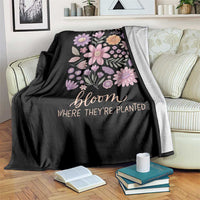 Military Kids Bloom Where They are Planted Throw Blanket Purple Up Month of the Military Child Floral Empowerment