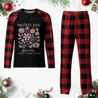 Military Kids Bloom Where They are Planted Plaid Pajama Set Purple Up Month of the Military Child Floral Empowerment