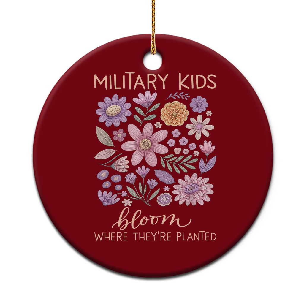 Military Kids Bloom Where They are Planted Ceramic Ornament Purple Up Month of the Military Child Floral Empowerment