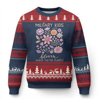 Military Kids Bloom Where They are Planted Ugly Christmas Sweater Purple Up Month of the Military Child Floral Empowerment